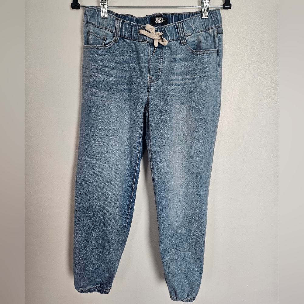 Rewash Women's Light Wash Denim Jogger Pants Elastic Waist Drawstring Size S